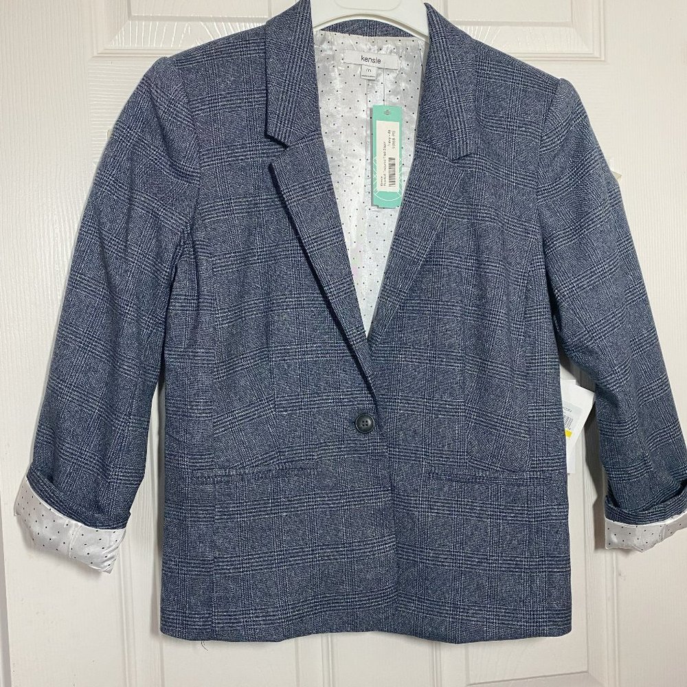 NWT KENSIE Rebekah Textured Plaid Blazer